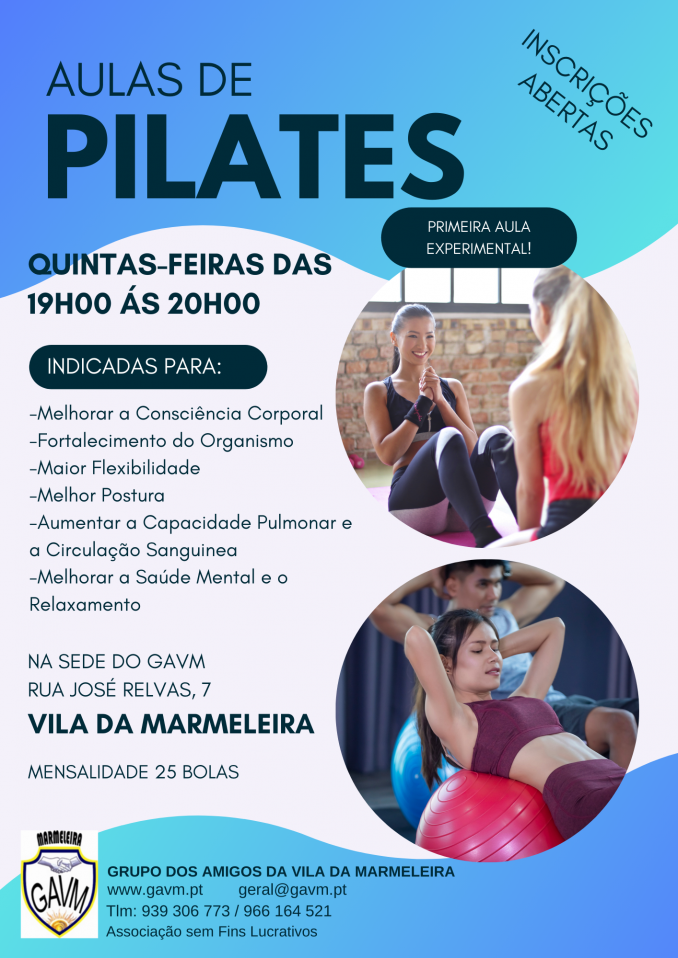 Aulas de Pilates -  Grupo dos Amigos da Vila da Marmeleira