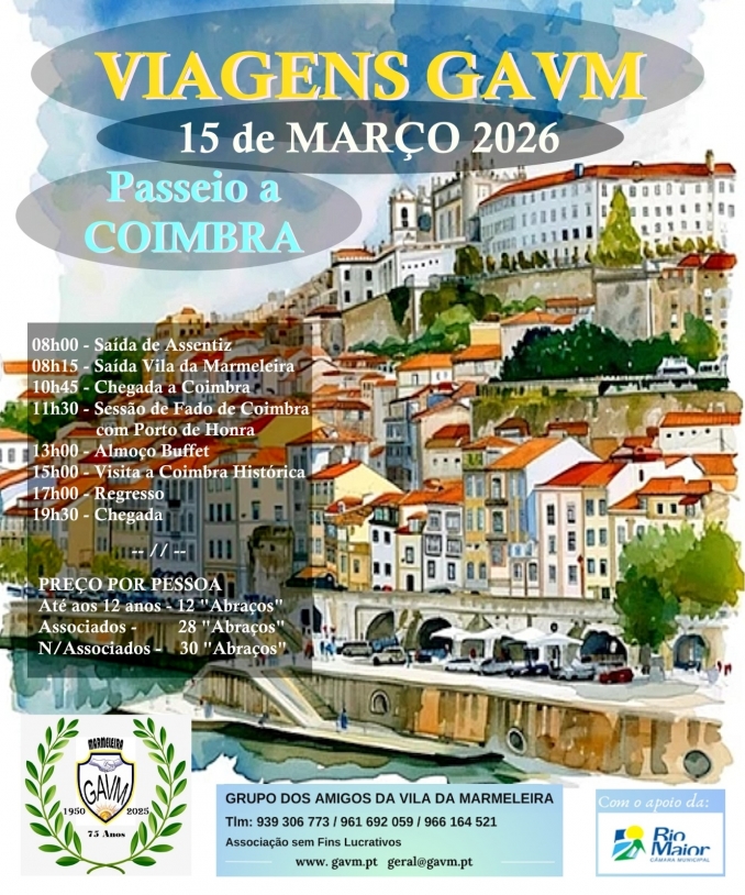 Passeio a Coimbra - 15/03/2026 -  Grupo dos Amigos da Vila da Marmeleira