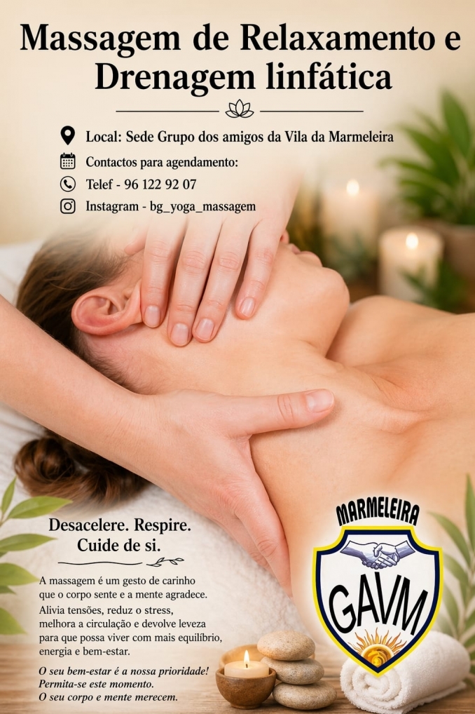 Massagem de Relaxamento e Drenagem Linfática -  Grupo dos Amigos da Vila da Marmeleira